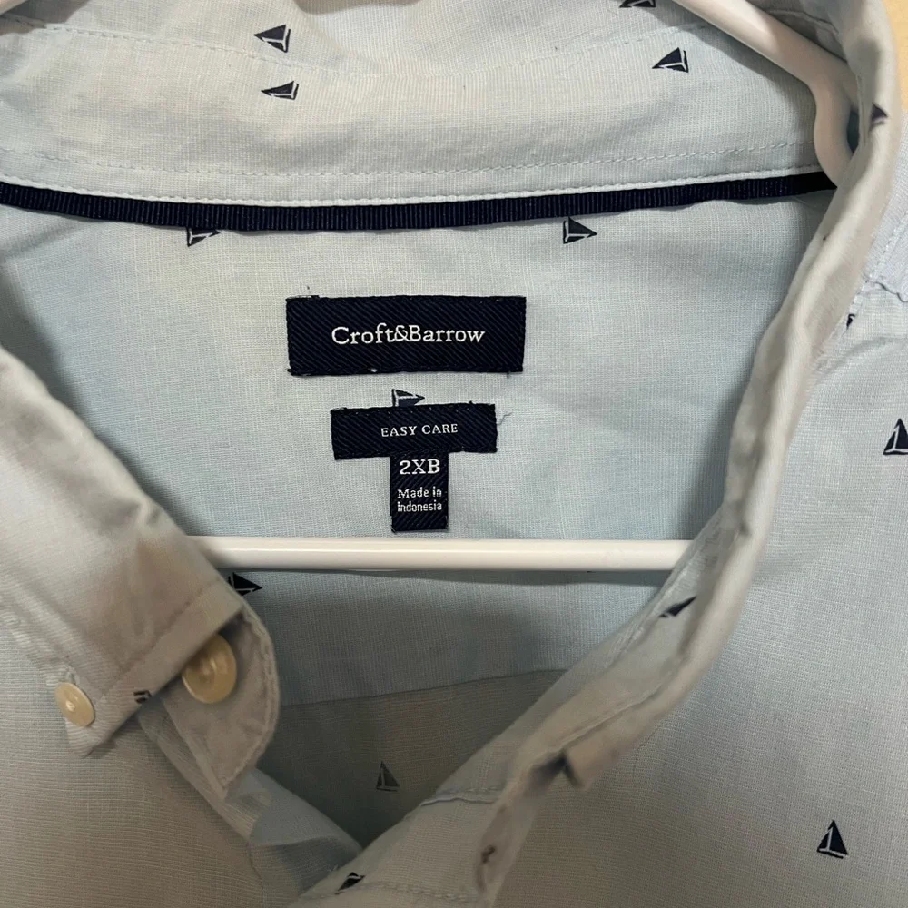 Croft & Barrow 2XB Sailboat Button Up Shirt Coastal Preppy Beach Nautical Men’s